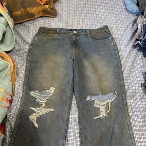 Distressed Blue Jeans